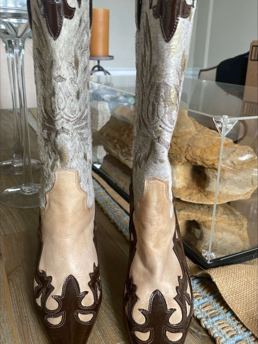 RARE Charlie 1 Horse by Lucchese Hair-on-Hide Stiletto Boots